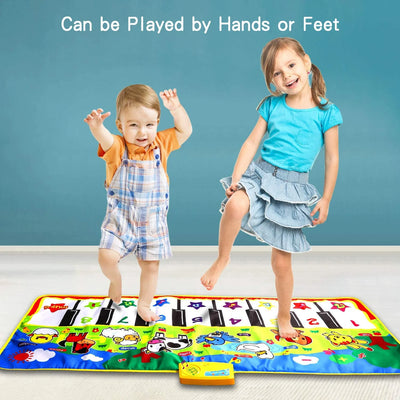 Portable Musical Piano Mat - Educational Toy with 8 Animal Sounds - Dance Mat for Kids, Toddler Girls, Boys - Gift (53X23 In)