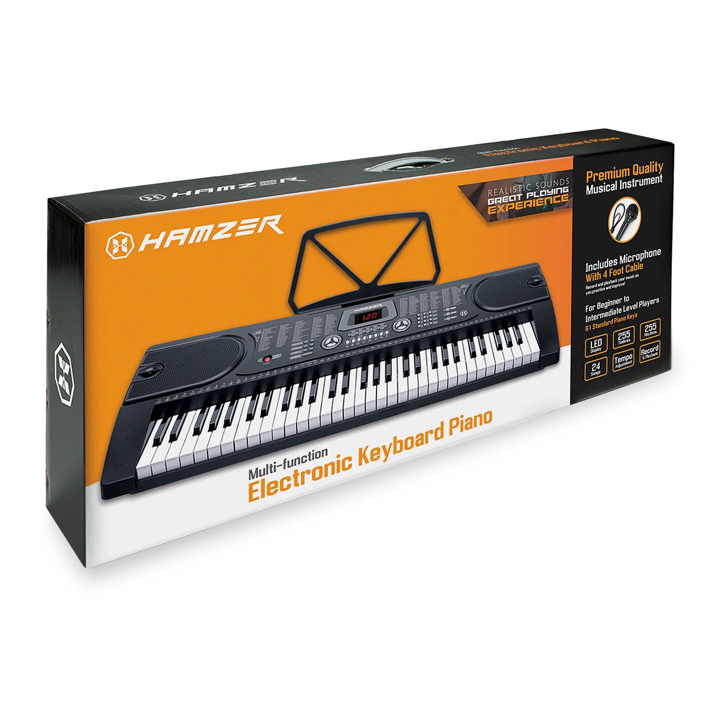 61-Key Digital Music Piano Keyboard with Microphone and Sticker Sheet