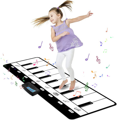 Piano Musical Mat, Musical Toys Floor Piano Keyboard Mat with 8 Instruments Sounds Music Dance Touch Playmat, Early Educational Toys Gifts for 1 2 3 4 5 Year Old Boys Girls Toddlers
