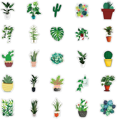 100 Pcs Green Plant Stickers,  Greenery Leaf Vinyl Decal, Waterproof Aesthetic Sticker Pack, Potted Plant Floral Decals Stickers for Laptop Water Bottles Phone Computer Decal