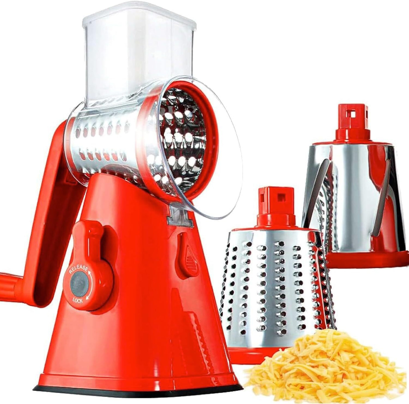 Rotary Cheese Grater with Handle, Cheese Grater Hand Crank, Fast Cutting Grater