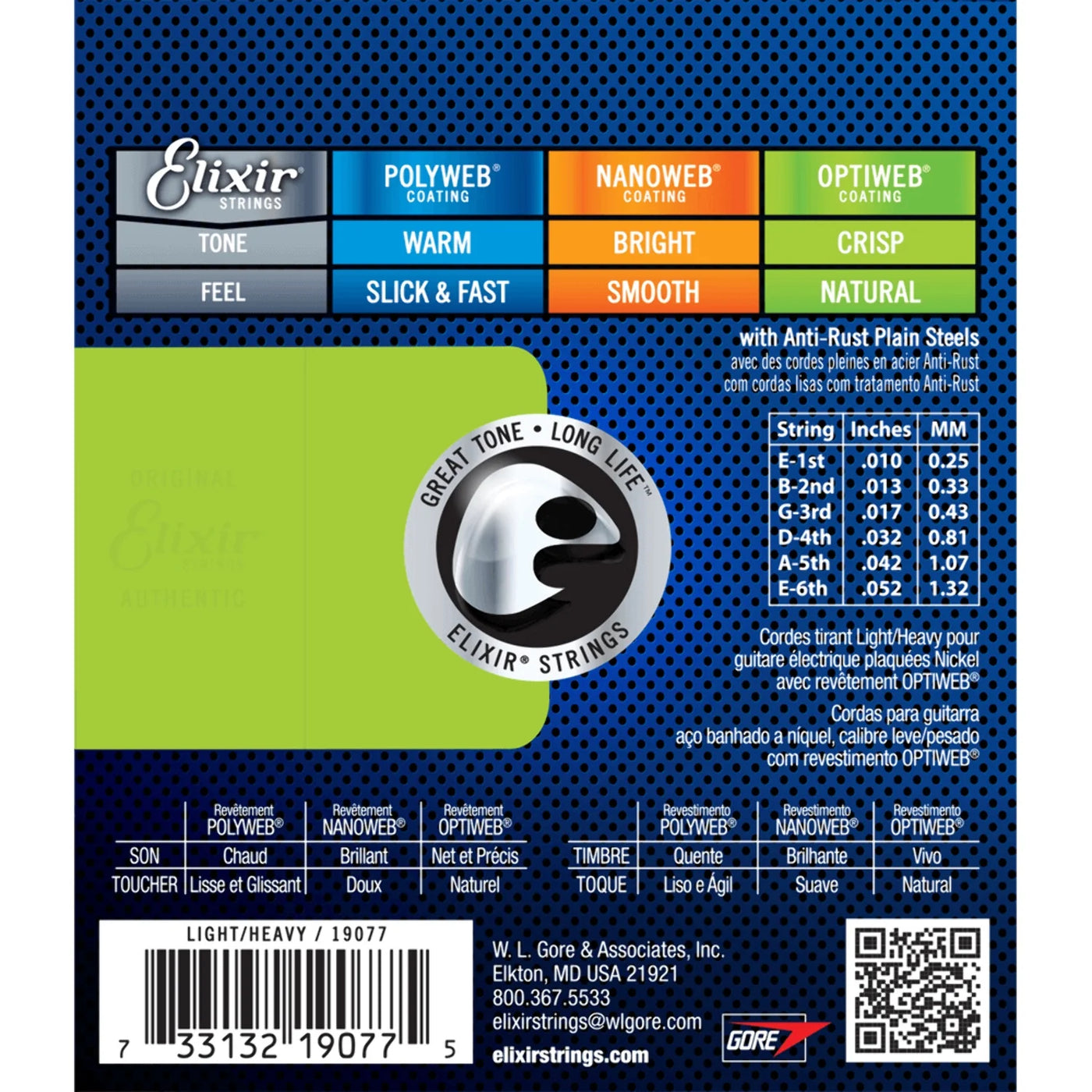 19077 Electric Steel Optiweb Light 10-52 Electric Guitar Strings