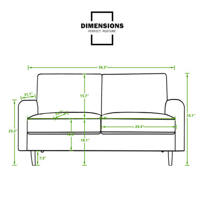 LuneluX_Home – 56.3" Velvet Round Arm Apartment Sofa