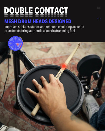 Electronic Drum Set for Adults Beginners with 31 Kits and 450+ Sounds, 50 Demo Songs,Ded-200