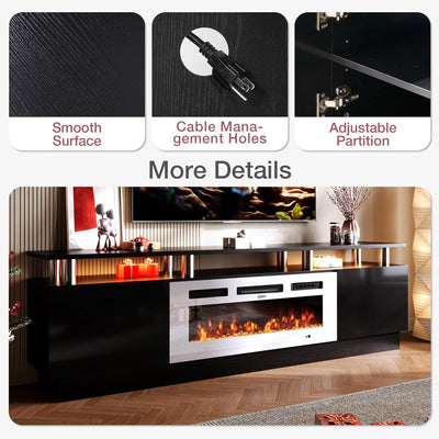 80 Inch Fireplace TV Stand With 36 Inch Electric Fireplace