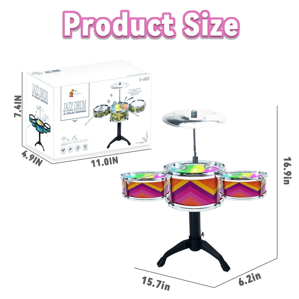 Kids Drum Set for Toddlers 1-3, Drum Set for Kids 3-5, Musical Jazz Drum Toys for 3 4 5 6 7 Years Girls