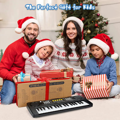 Kids Piano Keyboard, 37 Keys Electronic Music Piano for Kids Portable Multi-Function Musical Instruments Birthday Educational Toys for 3 4 5 6 7 Year Old Boys Girls Children Beginner(Black)