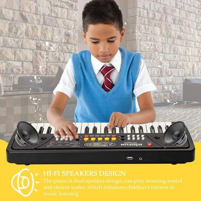 Kids Keyboard Piano 37 Keys Early Learning Educational Musical Keyboard Toy Portable Electronic Music Piano Keyboard for Beginners Boys Girls (Black)