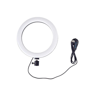 LED Ring Light With Phone Tripod Stand Kit 10" showing the ring light and control cable.