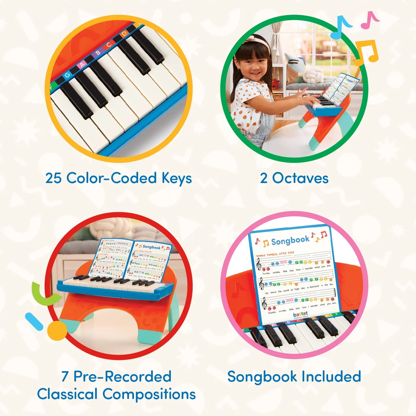 Mini Musician'S Piano with Color-Coded Keys and Music, Toddler and Preschool Toys
