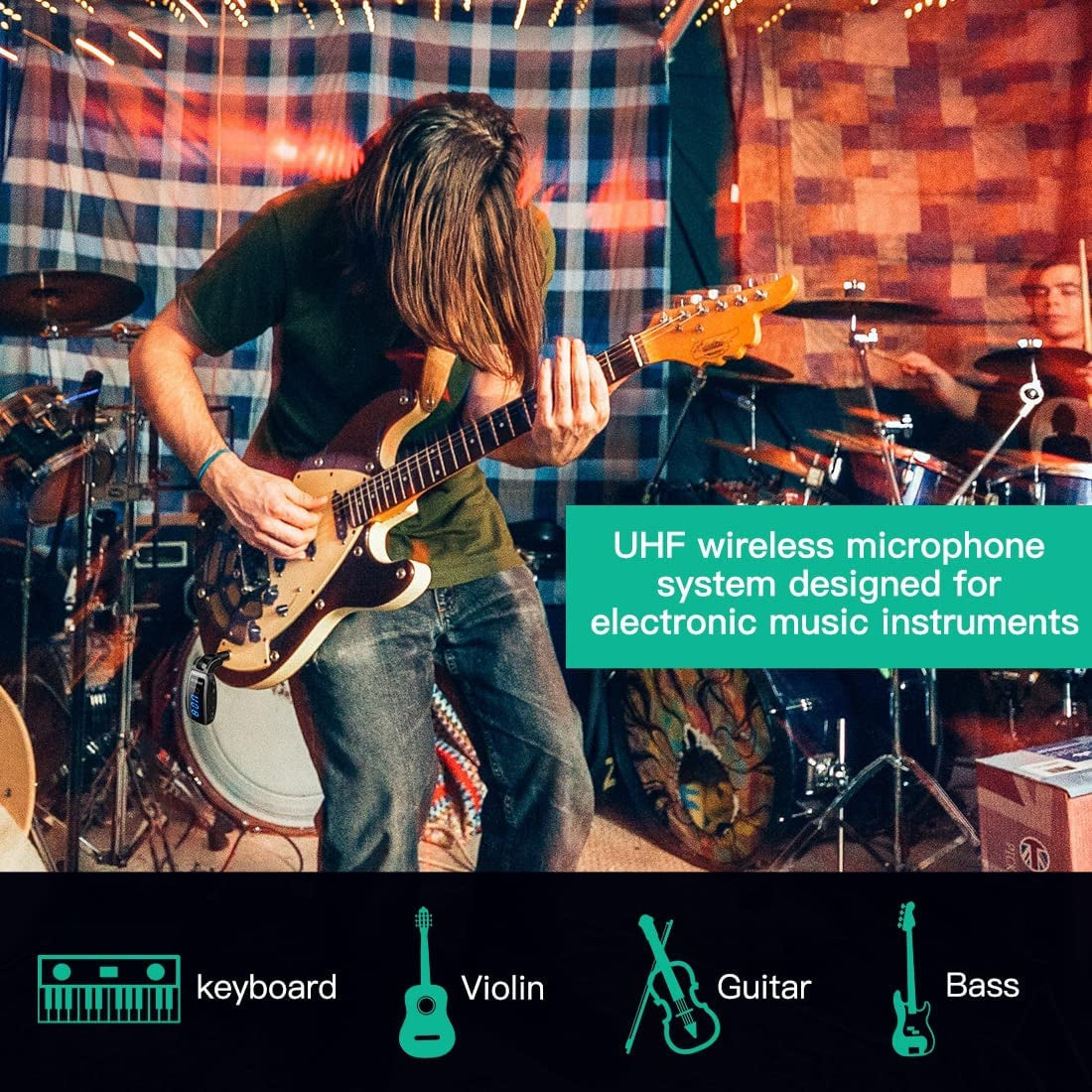 Sistema Inalambrico Para Guitarra Receptor De Transmisor Audio Recargable 15Cana