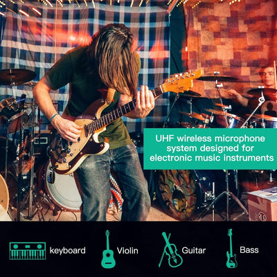 Sistema Inalambrico Para Guitarra Receptor De Transmisor Audio Recargable 15Cana
