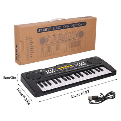 Kids Piano, Kids Keyboard 37 Keys Portable Electronic Musical Instrument Multi-Function Music Piano for Kids Early Learning Educational Toy Birthday Xmas Day Gifts (Black)
