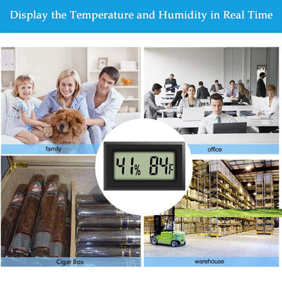 Mini Thermometer Hygrometer, Large Number Fahrenheit LCD Display Digital Temperature Humidity Meters Gauge Indoor for Greenhouse, Garden, Cellar, Fridge (10-Pack)
