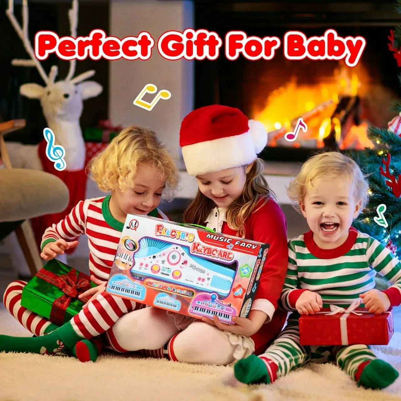 Baby Piano Toys for Kids, Blue Musical Baby Piano Keyboard Instrument with Microphone for Toddlers, Christmas Gift for Girls Boys Aged
