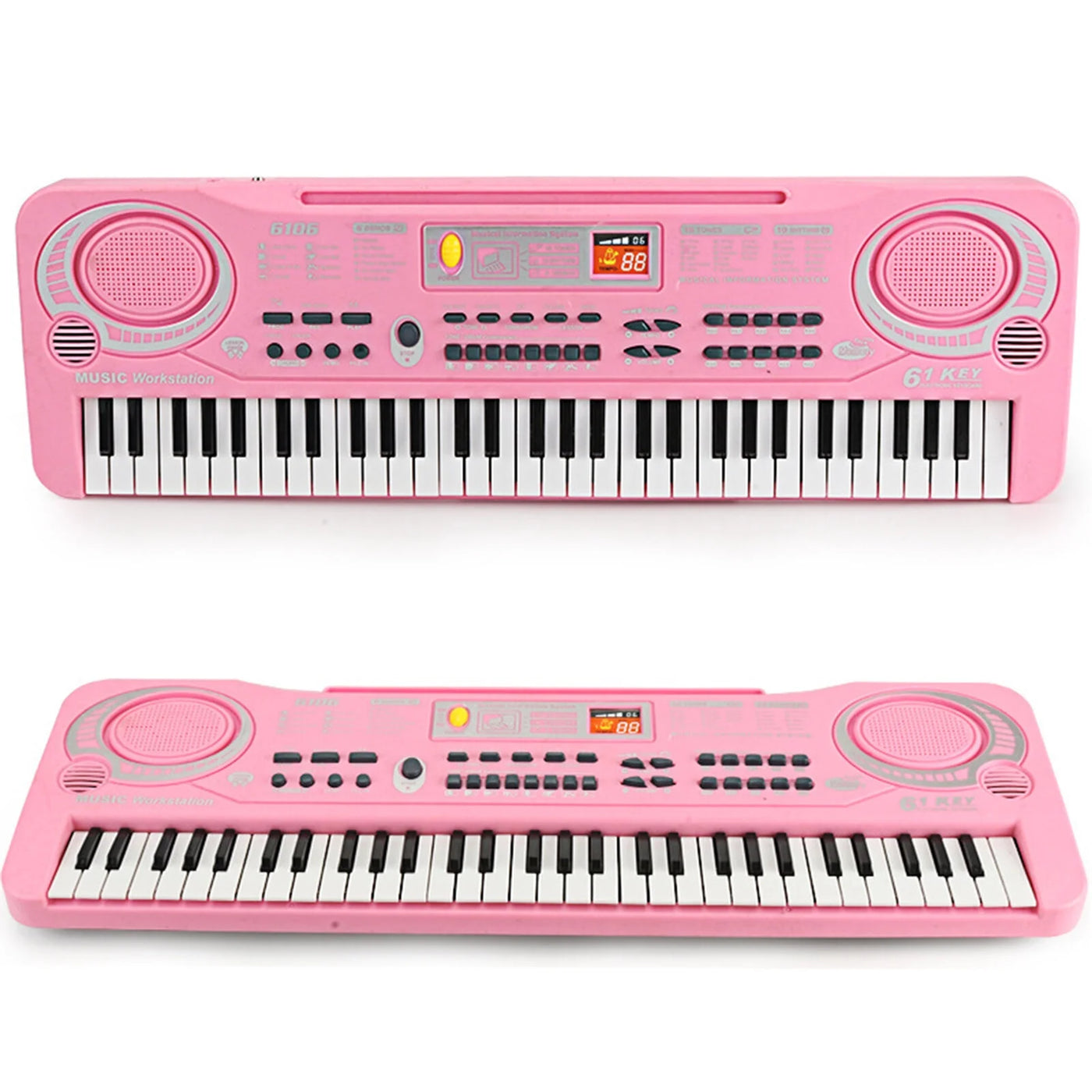Kids Keyboard Piano,Portable 61 Keys Keyboard Electronic Digital Piano,Early Learning Educational Musical Piano Toy Keyboard for Beginners with Microphone (Pink)