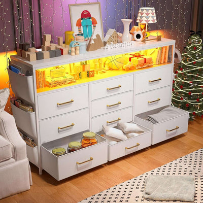 Sturdy Dresser TV Stand For 55 Inch TV With 10 Drawers