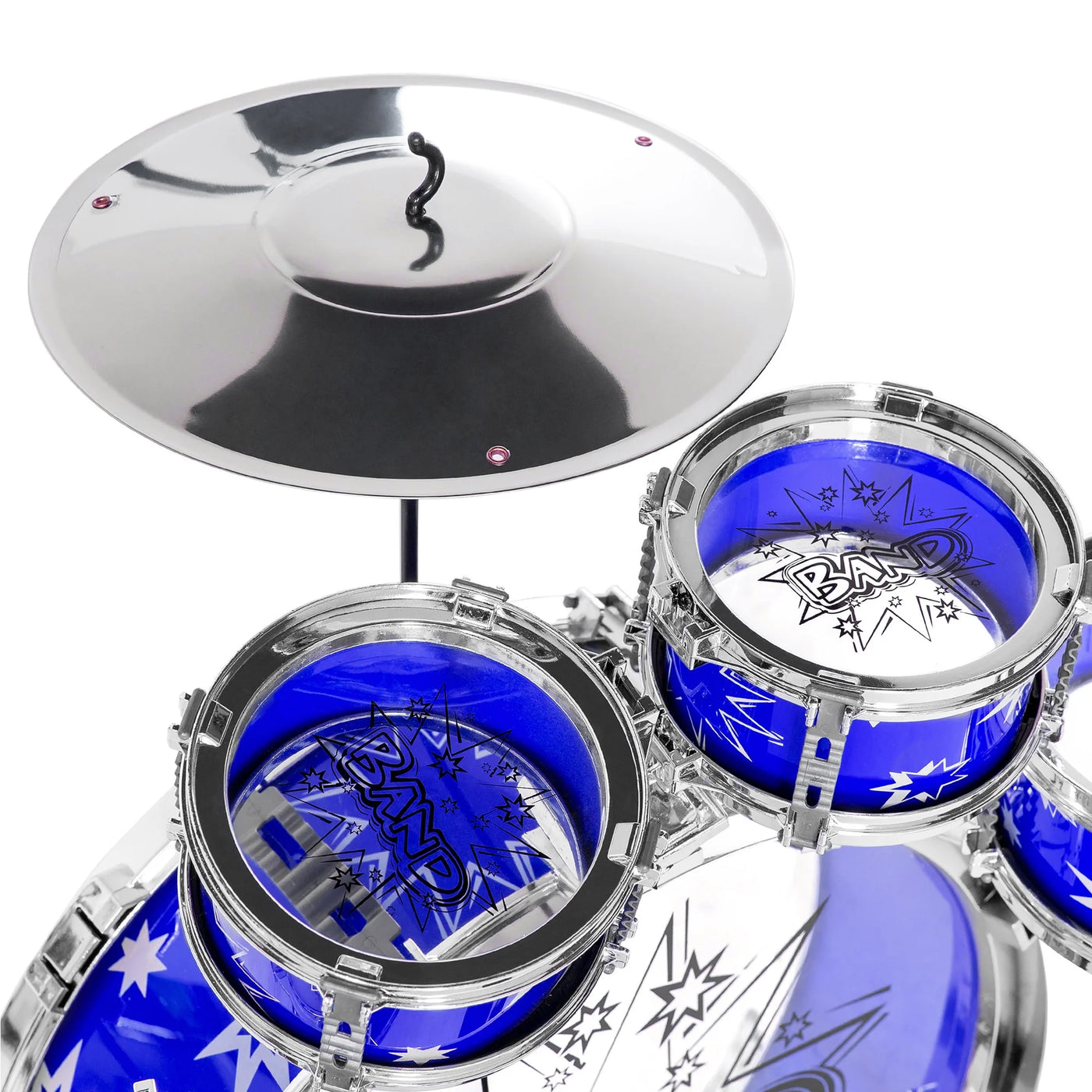 11-Piece Kids Starter Drum Set W/ Bass Drum, Tom Drums, Snare, Cymbal, Stool, Drumsticks - Blue