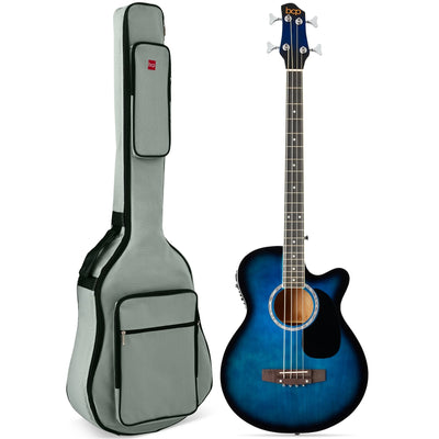 22-Fret Full Size Acoustic Electric Bass Guitar W/ 4-Band Equalizer, Truss Rod - Blue