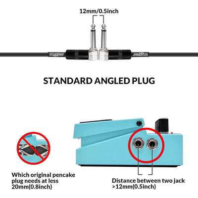 12 Inch Guitar Patch Cable 30 CM Performance Guitar Effect Pedal Cables Straight to Angled 2Pack