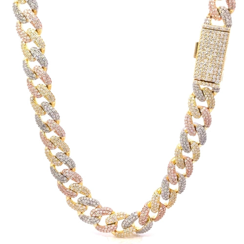MYRITH 10MM TRI COLOR MOISSANITE ICED OUT CUBAN I 9915652