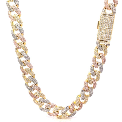MYRITH 10MM TRI COLOR MOISSANITE ICED OUT CUBAN I 9915652