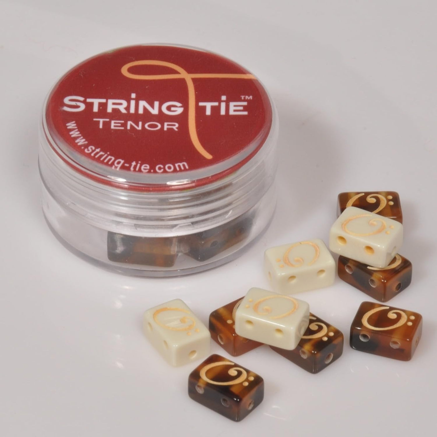 TSTUW TENOR String-Tie Tailpiece Bridgebeads Set for Ukulele, PEARL BONE WHITE Color Bridge Beads.