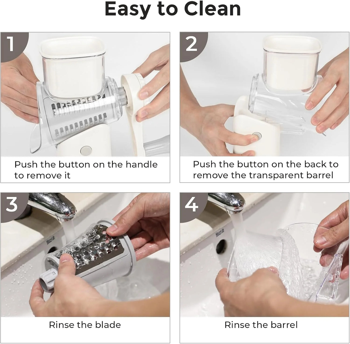 Multipurpose 5-In-1 Rotary Cheese Grater, Cheese Shredder with Rubber Suction Base, Versatile Drum Blades for Vegetables, Nuts, and More, White