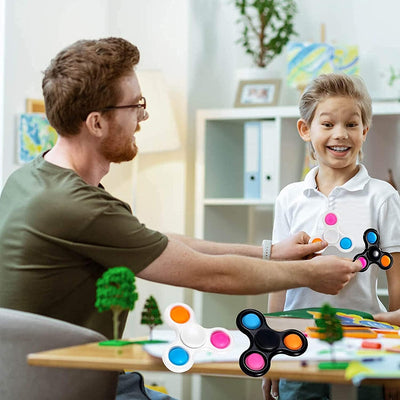 Simple Dimple Fidget Spinner Toys,Rotatable Push Pop Bubble Fidget Sensory Toys,Silicone Sensory Toys to Stress Relief and Anti-Anxiety for Children and Adults (Black)