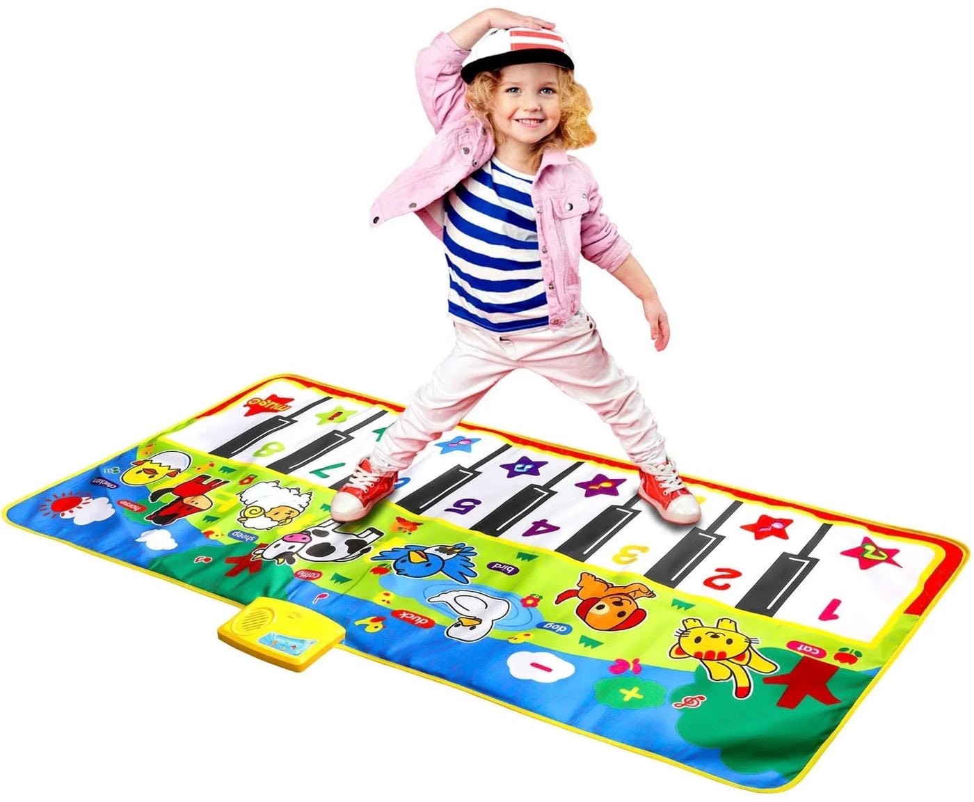 Portable Musical Piano Mat - Educational Toy with 8 Animal Sounds - Dance Mat for Kids, Toddler Girls, Boys - Gift (53X23 In)