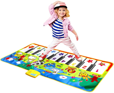 Portable Musical Piano Mat - Educational Toy with 8 Animal Sounds - Dance Mat for Kids, Toddler Girls, Boys - Gift (53X23 In)