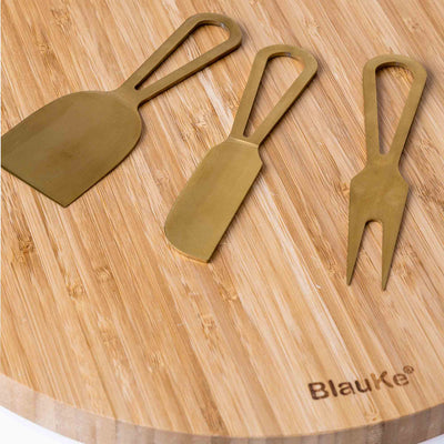 Bamboo Cheese Board and Knife Set with Magnetic Cutlery Storage - 13