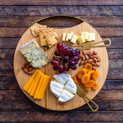 Bamboo Cheese Board and Knife Set with Magnetic Cutlery Storage - 13