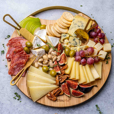Bamboo Cheese Board and Knife Set with Magnetic Cutlery Storage - 13