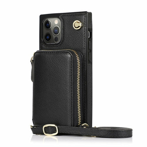 Leather Crossbody Phone Case with Zipper Wallet