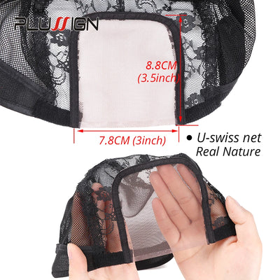 U Part Swiss Lace Wig Cap Black Hairnet Wig Caps For Making Lace Wigs