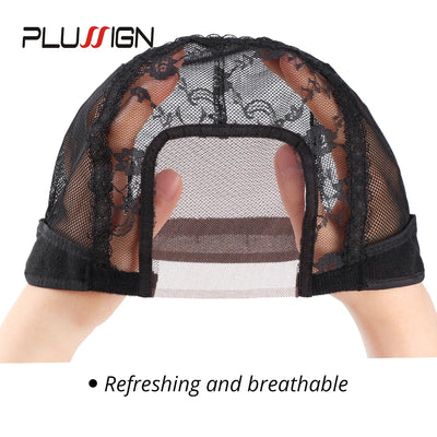 U Part Swiss Lace Wig Cap Black Hairnet Wig Caps For Making Lace Wigs