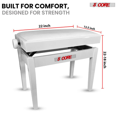 5 Core Adjustable Piano Bench Thick 3.25" Solid Wood Keyboard Stool Heavy Duty Musician Chair-2