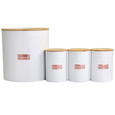 MegaChef Kitchen Food Storage and Organization 4 Piece Argyle Canister