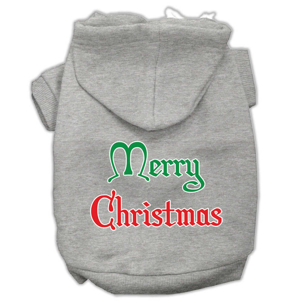 Mirage Pet XXLGY Merry Christmas Screen Print Pet hoodie with a festive Merry Christmas design in green and red.