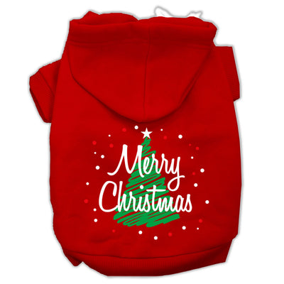 Mirage Pet XXXLRD Scribbled Merry Christmas Screen print Pet hoodie in festive red with Merry Christmas design.
