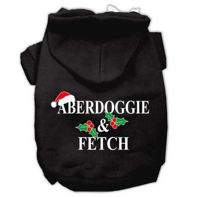 Mirage Pet Aberdoggie Christmas Screen Print Pet Hoodie with holiday design and hooded style.