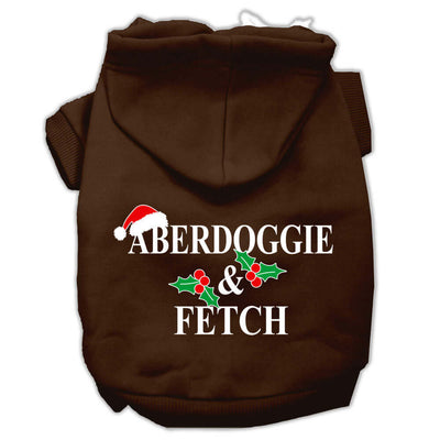 Mirage Pet MDBR Aberdoggie Christmas Screen Print Pet Hoodie showing the back design with text and Christmas graphics.