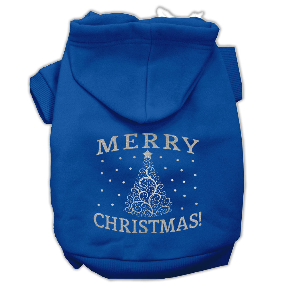Shimmer Christmas Tree Pet Hoodie, Blue - Extra Small