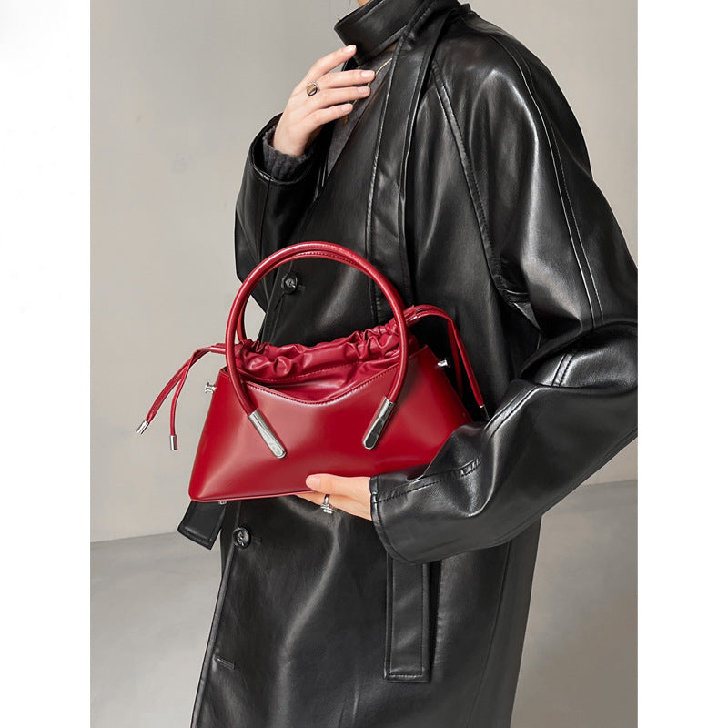 SolunaLuxe™ – Crimson Curve Shoulder Bag