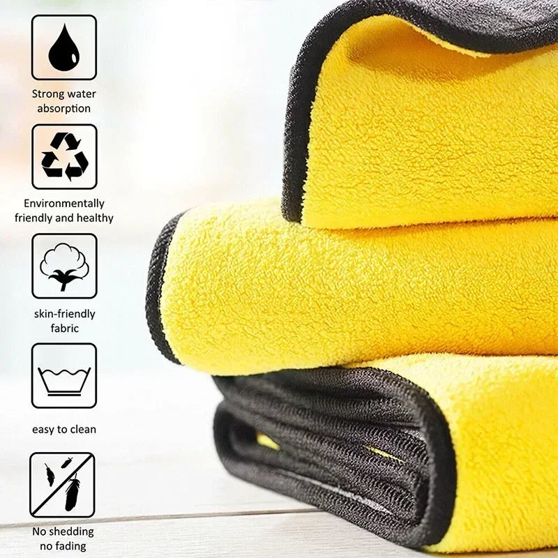 Car Wash Towel Absorbent Coral Fleece Car Towel High-density Dual