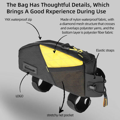 1.2L Top Tube Bike Bag Leg-Free Design Yellow-2