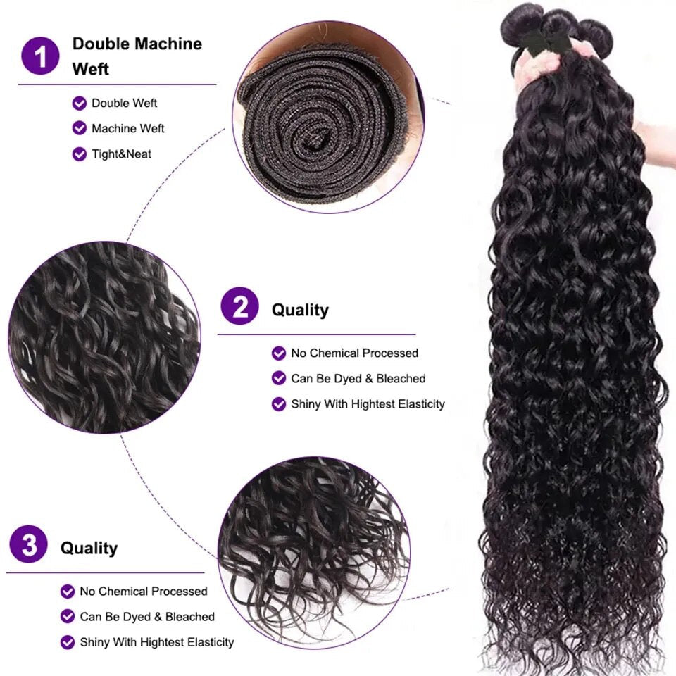 NextFace Brazilian Hair 32 34 inch Water Wave Human Hair Bundles