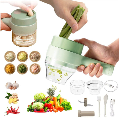 Portable Handheld 4 in 1 Electric Vegetable Slicer for easy food preparation and versatile slicing options.