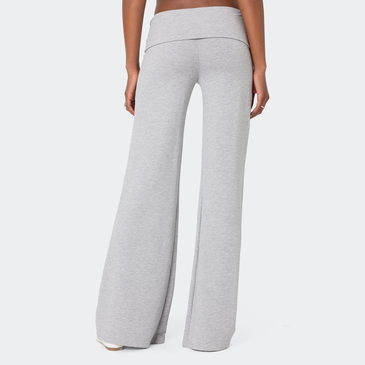Women Low Waist Flare Leggings Fold Over Skinny Yoga Pants Wide Leg